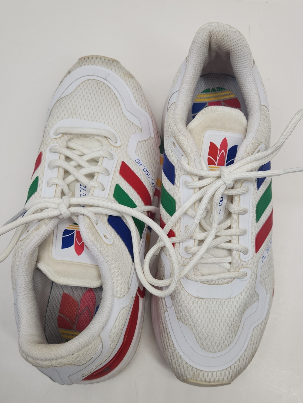 adidas ZX_750_HD White Sneakers with Red, Green & Blue Stripes SZ 5